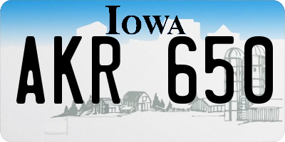 IA license plate AKR650