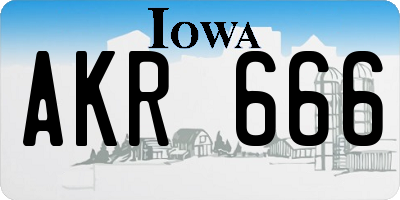 IA license plate AKR666