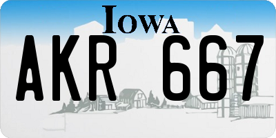 IA license plate AKR667
