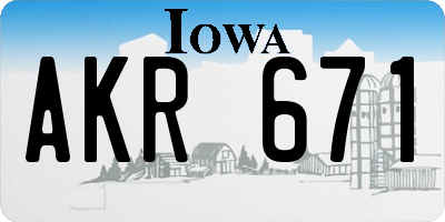 IA license plate AKR671