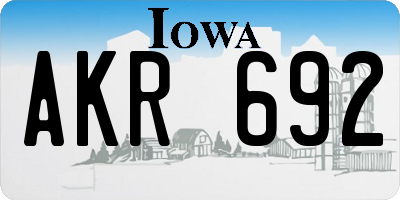 IA license plate AKR692