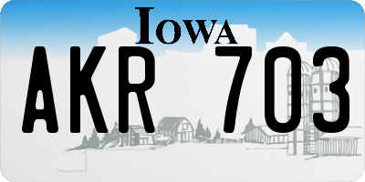 IA license plate AKR703