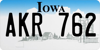 IA license plate AKR762