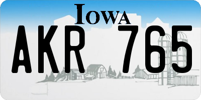 IA license plate AKR765