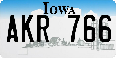 IA license plate AKR766