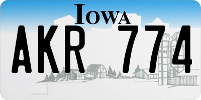 IA license plate AKR774