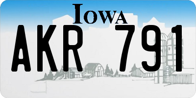 IA license plate AKR791