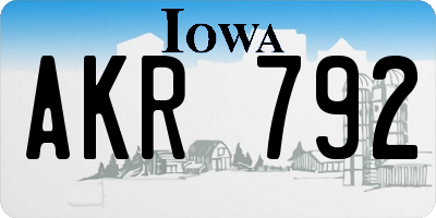 IA license plate AKR792