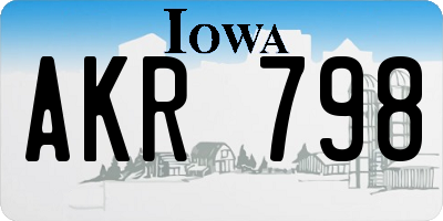IA license plate AKR798