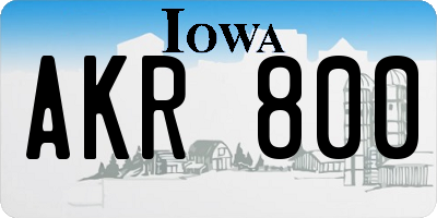 IA license plate AKR800