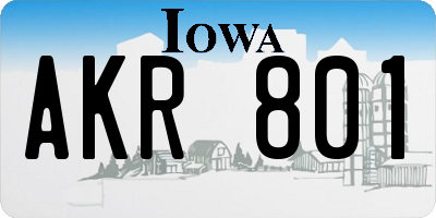 IA license plate AKR801