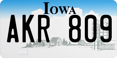IA license plate AKR809