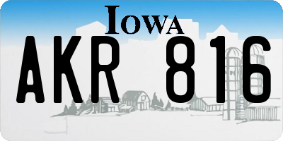 IA license plate AKR816