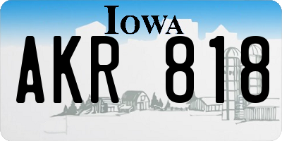 IA license plate AKR818