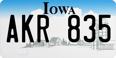 IA license plate AKR835