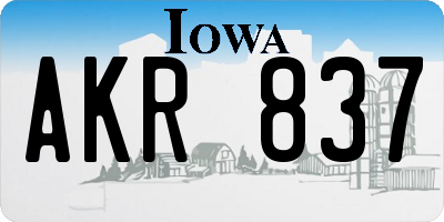 IA license plate AKR837