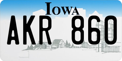 IA license plate AKR860