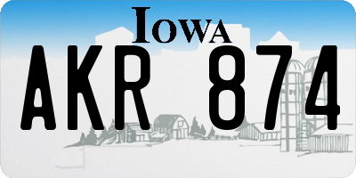 IA license plate AKR874