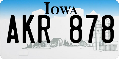 IA license plate AKR878