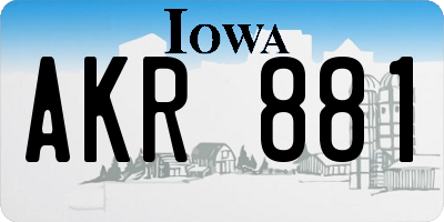 IA license plate AKR881