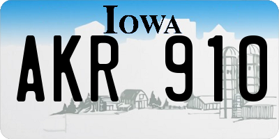 IA license plate AKR910