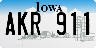 IA license plate AKR911