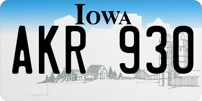 IA license plate AKR930