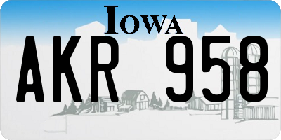 IA license plate AKR958