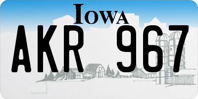 IA license plate AKR967