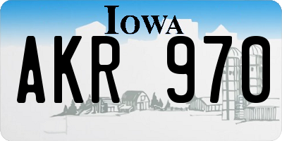IA license plate AKR970
