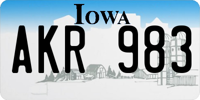 IA license plate AKR983
