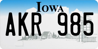 IA license plate AKR985