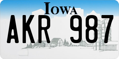 IA license plate AKR987