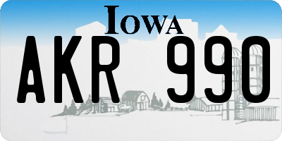 IA license plate AKR990