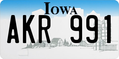 IA license plate AKR991