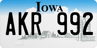 IA license plate AKR992