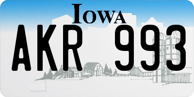 IA license plate AKR993