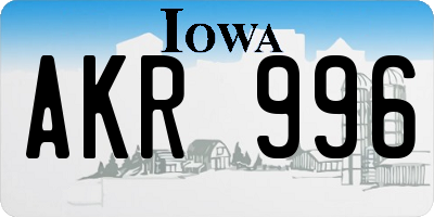 IA license plate AKR996