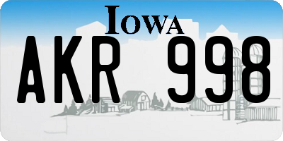IA license plate AKR998