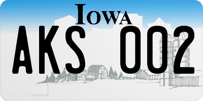 IA license plate AKS002