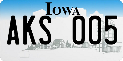 IA license plate AKS005