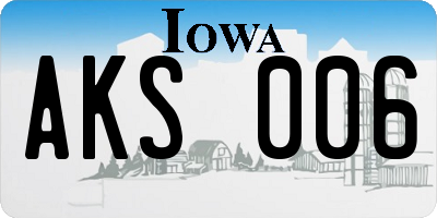 IA license plate AKS006