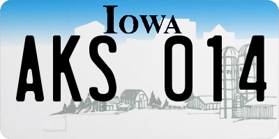 IA license plate AKS014