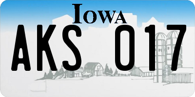 IA license plate AKS017