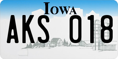 IA license plate AKS018