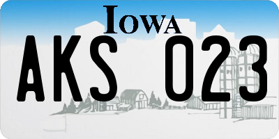 IA license plate AKS023