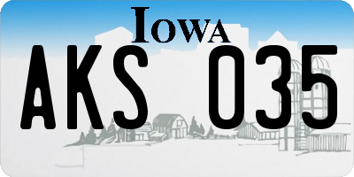 IA license plate AKS035