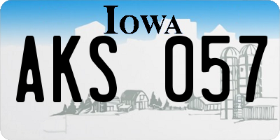 IA license plate AKS057