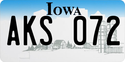 IA license plate AKS072