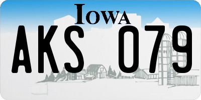 IA license plate AKS079